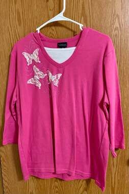 Trillogy By Morning Sun Butterfly Shirt Size XL Pink